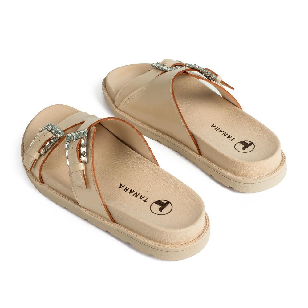 Slide Tanara Flatform Feminina T9213 Bege Claro 6