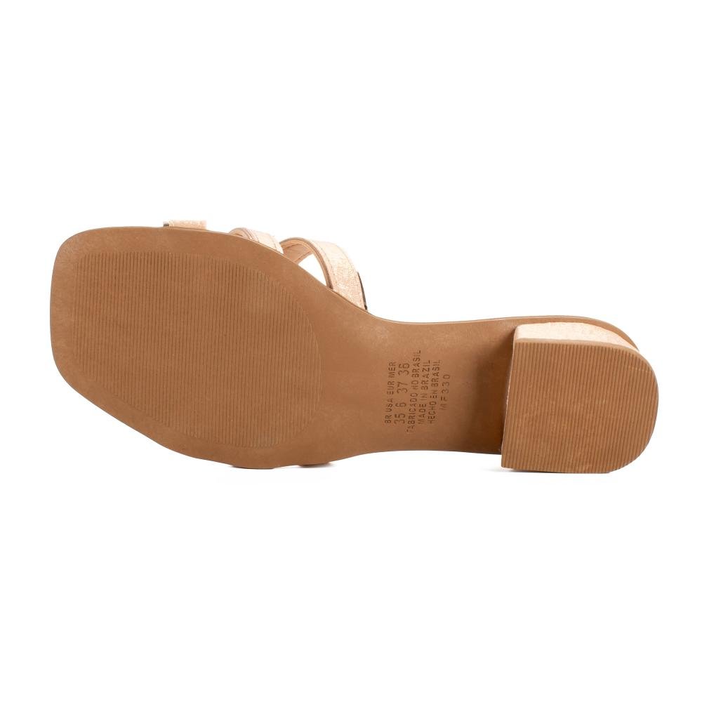 Tamanco Mississipi de Salto Baixo Metalizado Feminina MF891 Bege 5