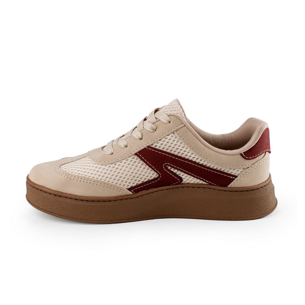 Tênis Mississipi Casual Feminino MF621 Bege/Bordô 4