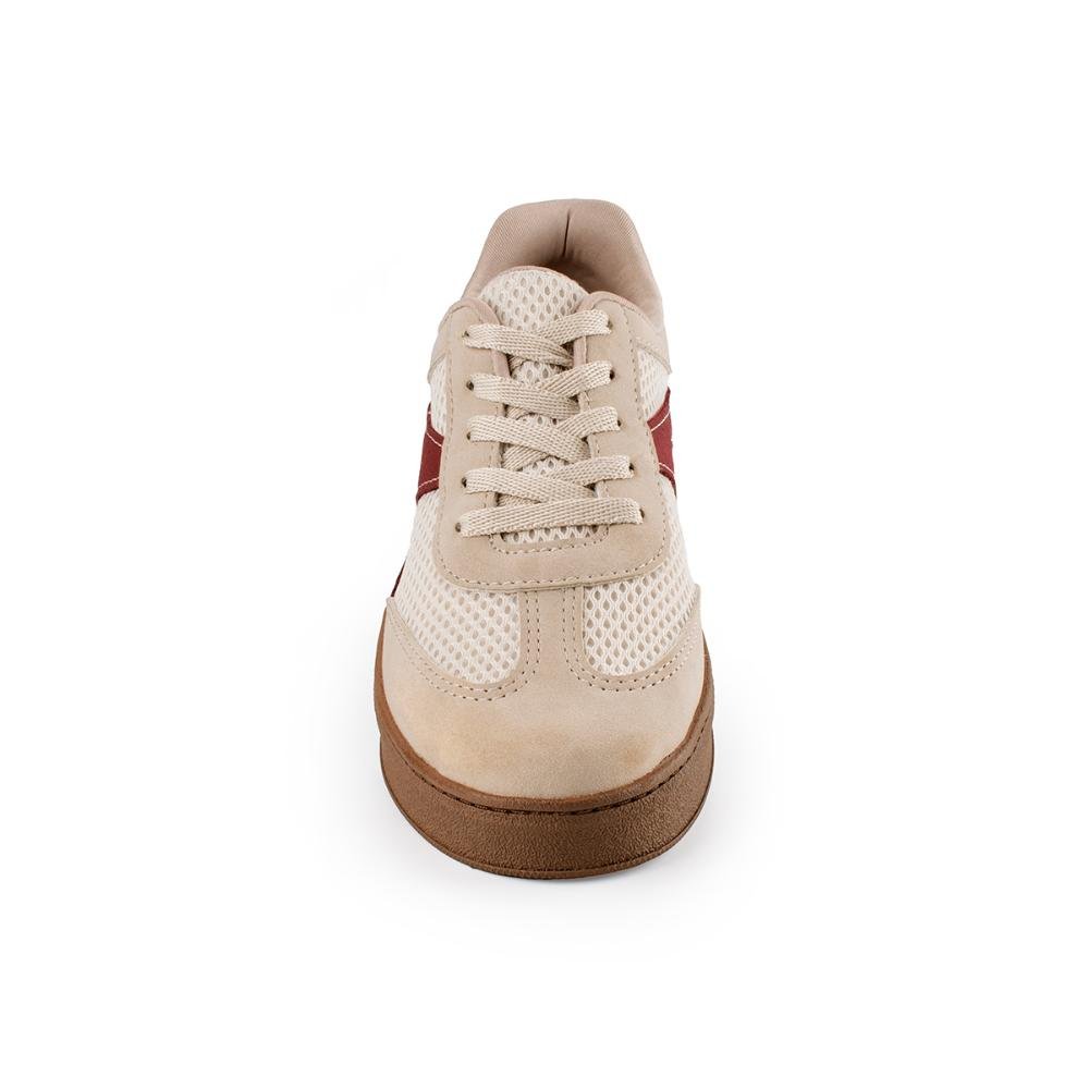 Tênis Mississipi Casual Feminino MF621 Bege/Bordô 6