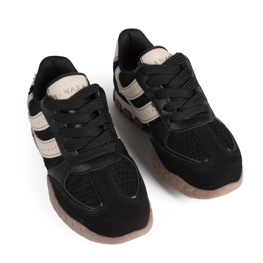 Tênis Tanara Jogging Em Couro Feminino T9322 Preto