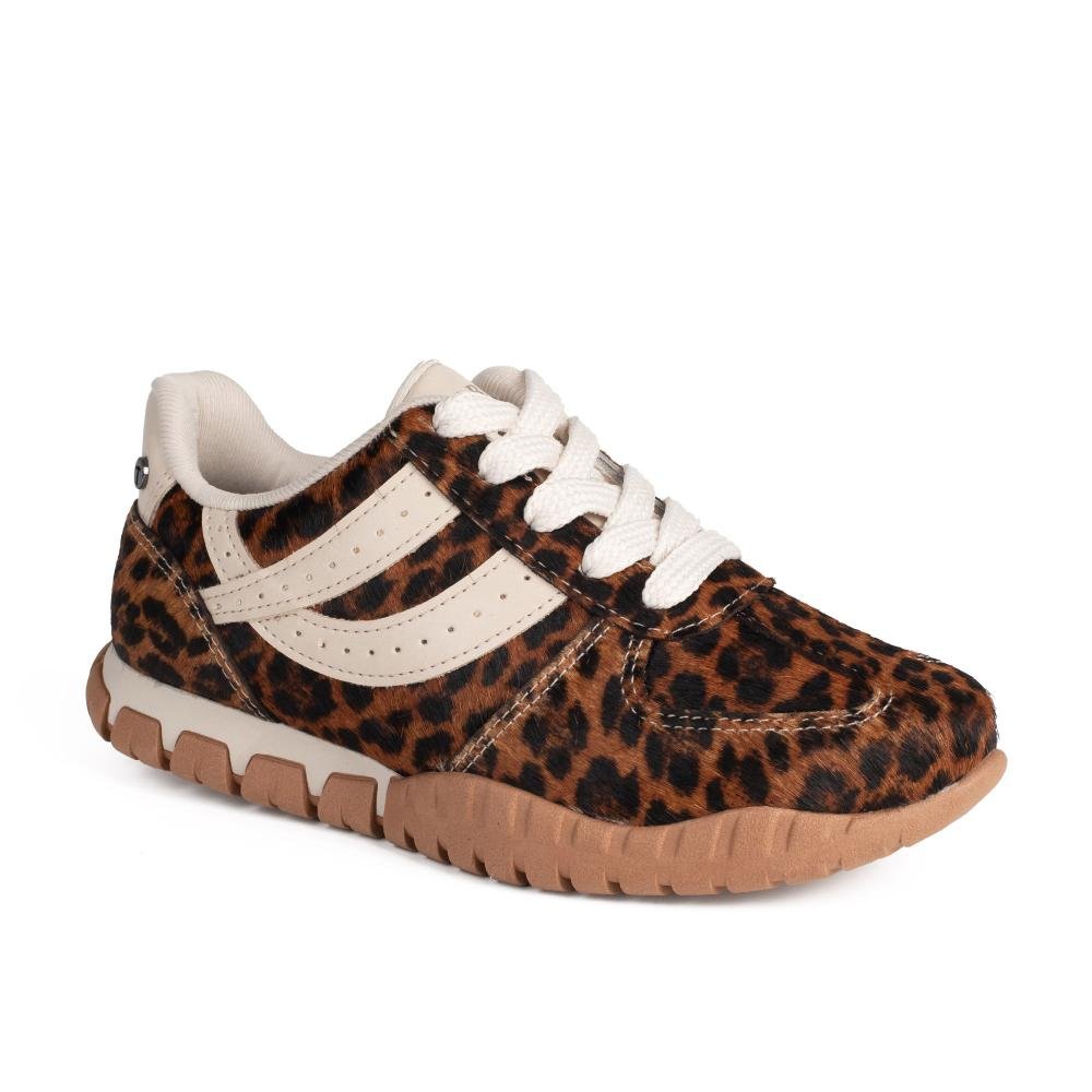 Tênis Tanara Jogging Em Couro Animal Print Feminino T9321 Animal Print