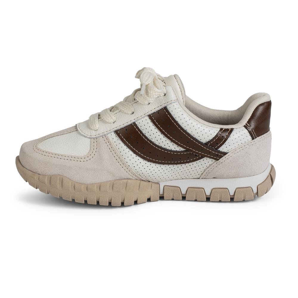 Tênis Tanara Jogging Em Couro Animal Print Feminino T9321 Bege 4