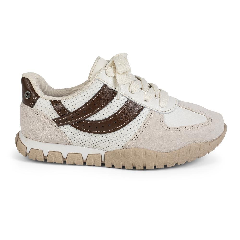 Tênis Tanara Jogging Em Couro Animal Print Feminino T9321 Bege 3