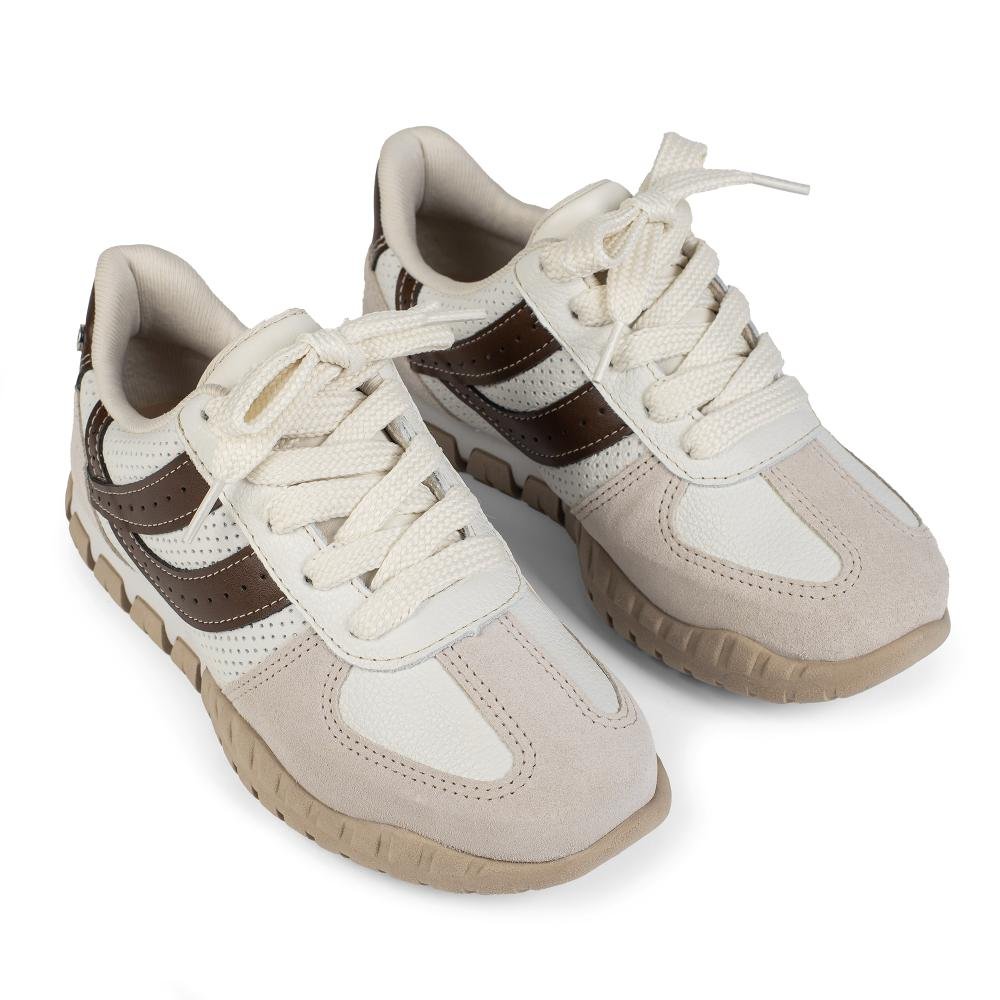 Tênis Tanara Jogging Em Couro Animal Print Feminino T9321 Bege 6