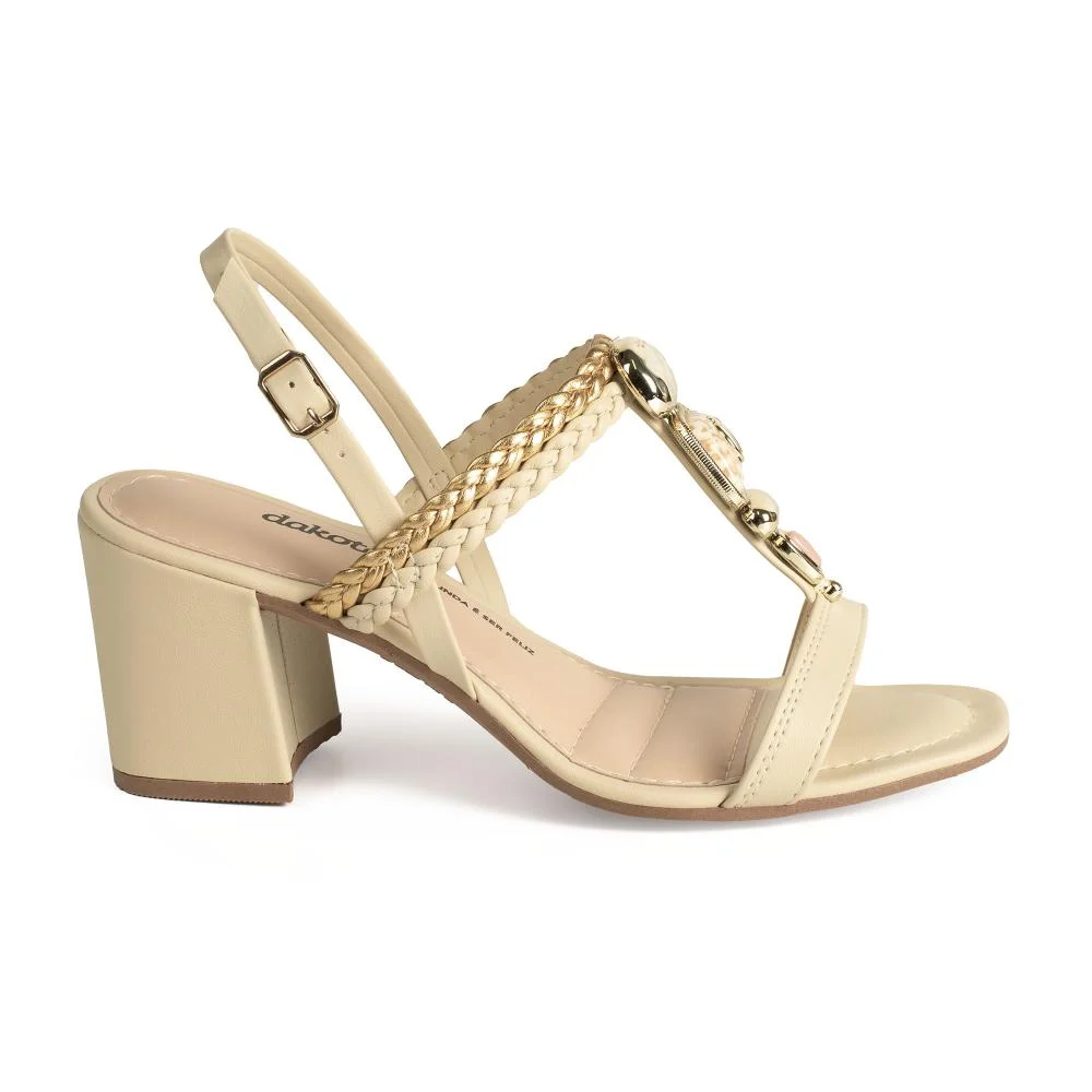 Sandália Dakota de Salto Bloco Feminina Y9981 Bege 3