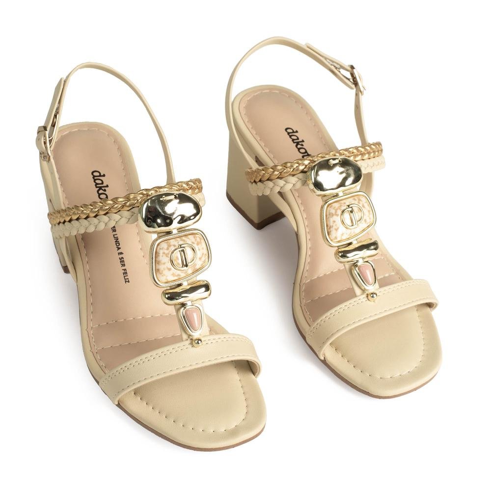 Sandália Dakota de Salto Bloco Feminina Y9981 Bege 6