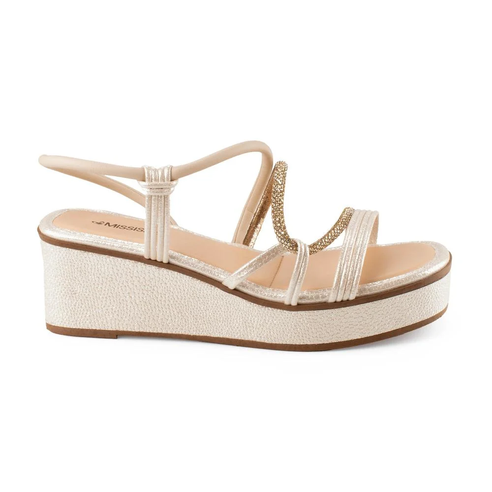 Sandália Mississipi Anabela Feminina ME673 Bege 3