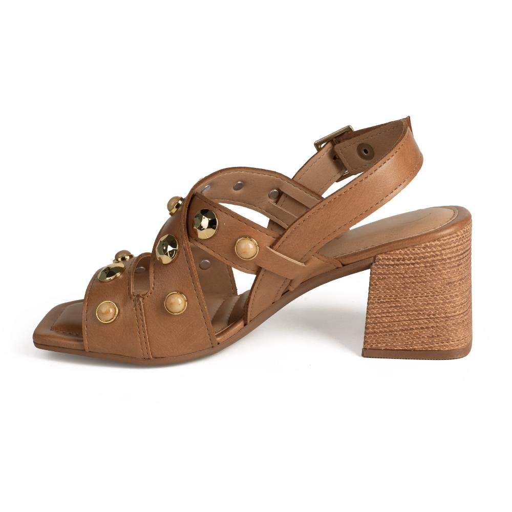 Sandália Tanara de Salto Bloco Feminina T9162 Caramelo 4