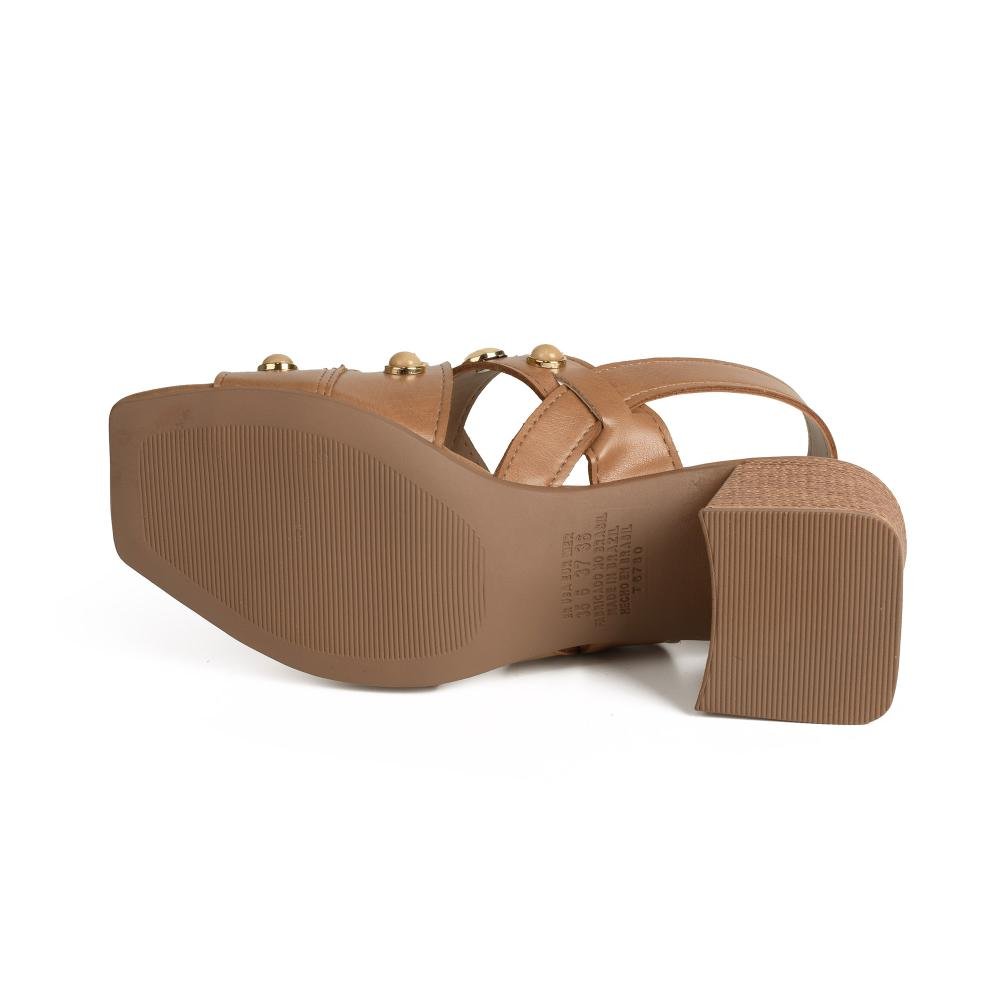Sandália Tanara de Salto Bloco Feminina T9162 Caramelo 5
