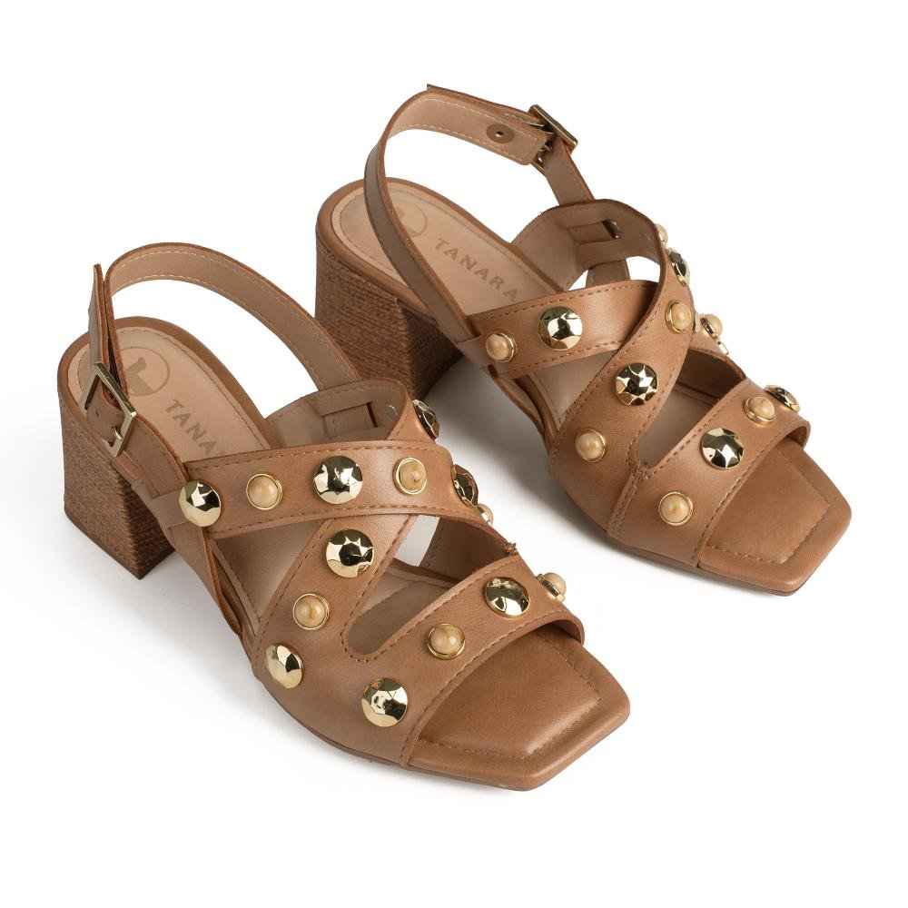 Sandália Tanara de Salto Bloco Feminina T9162 Caramelo 6