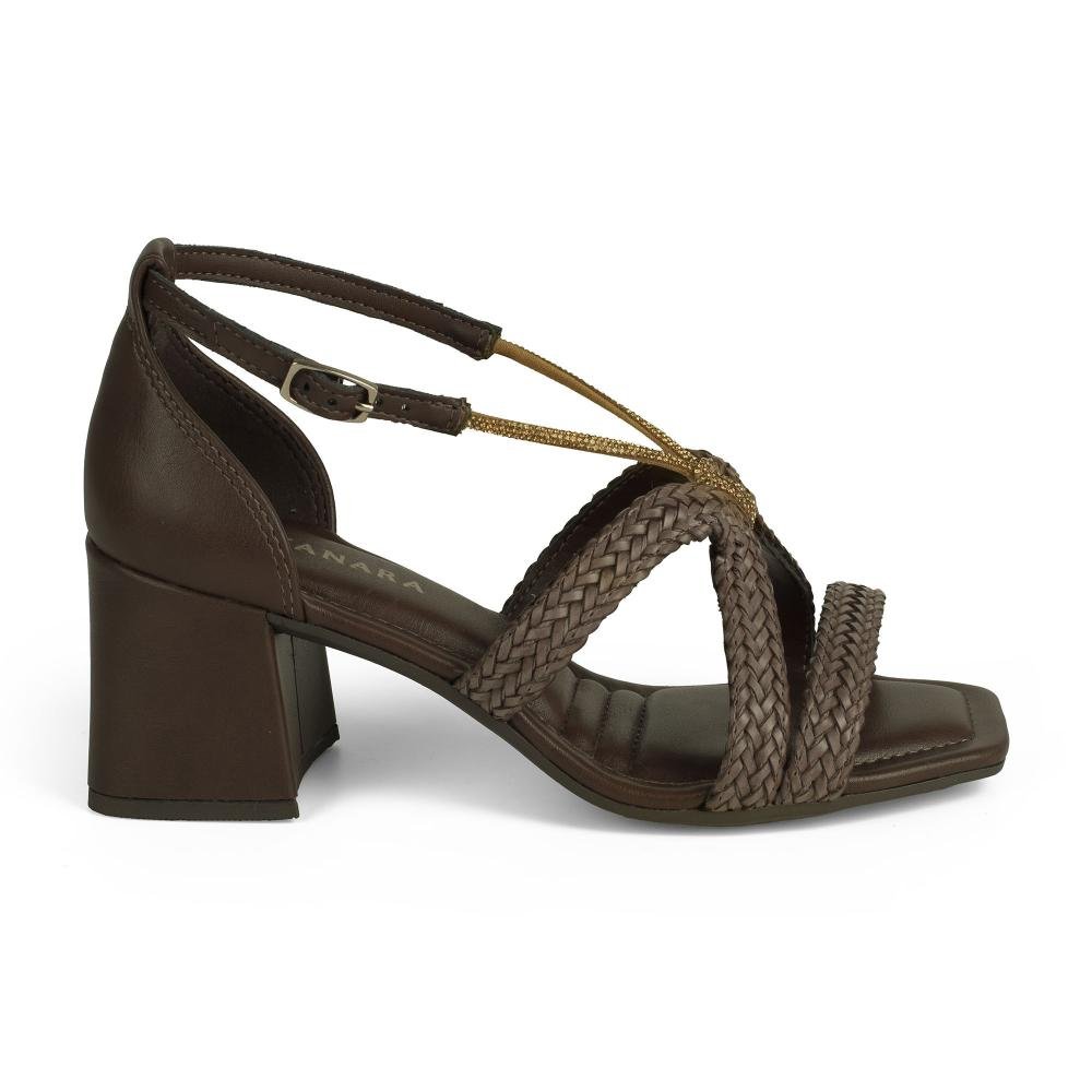 Sandália Tanara de Salto Bloco Feminina T9241 Café 3