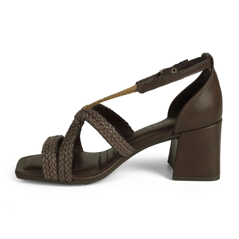 Sandália Tanara de Salto Bloco Feminina T9241 Café 4