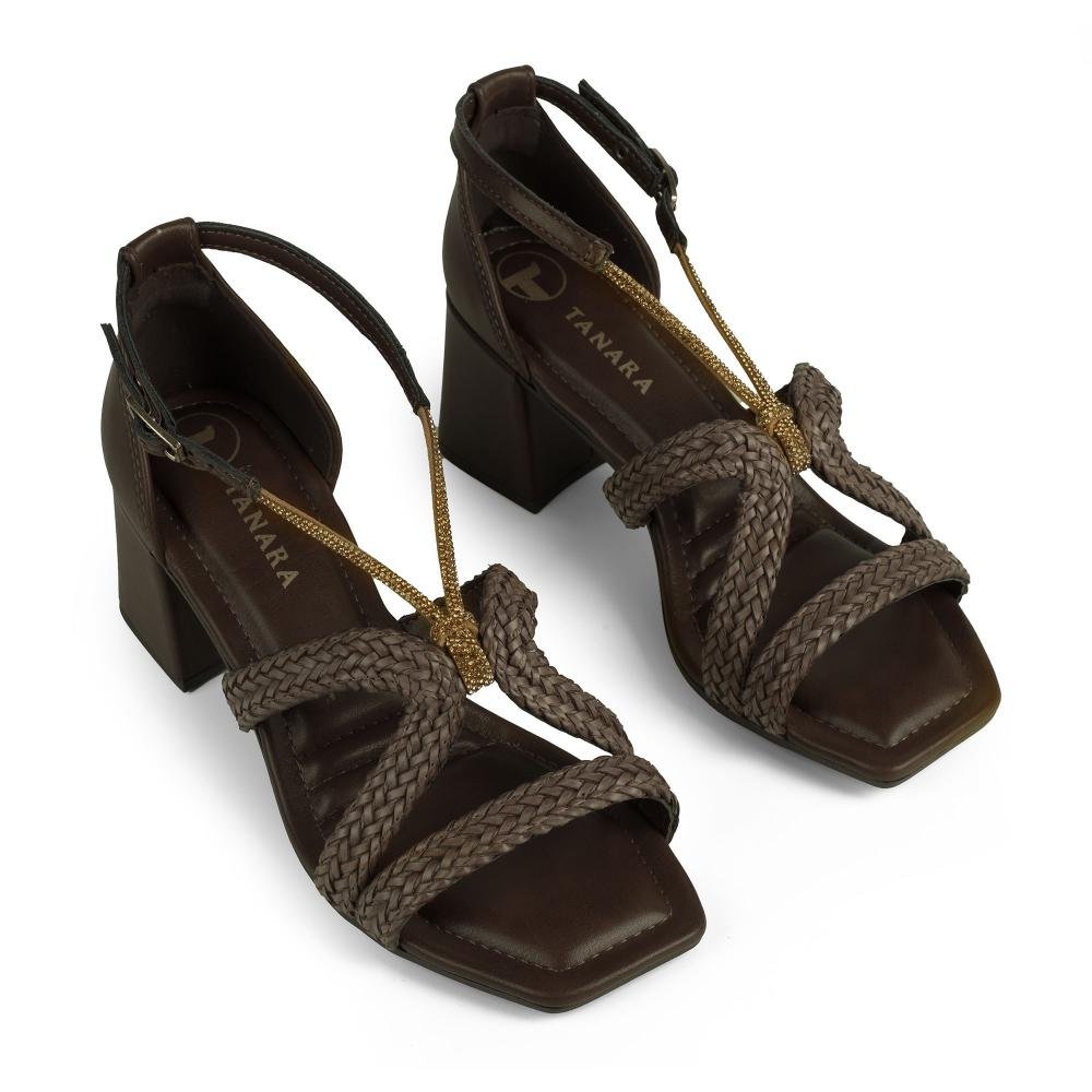 Sandália Tanara de Salto Bloco Feminina T9241 Café 6