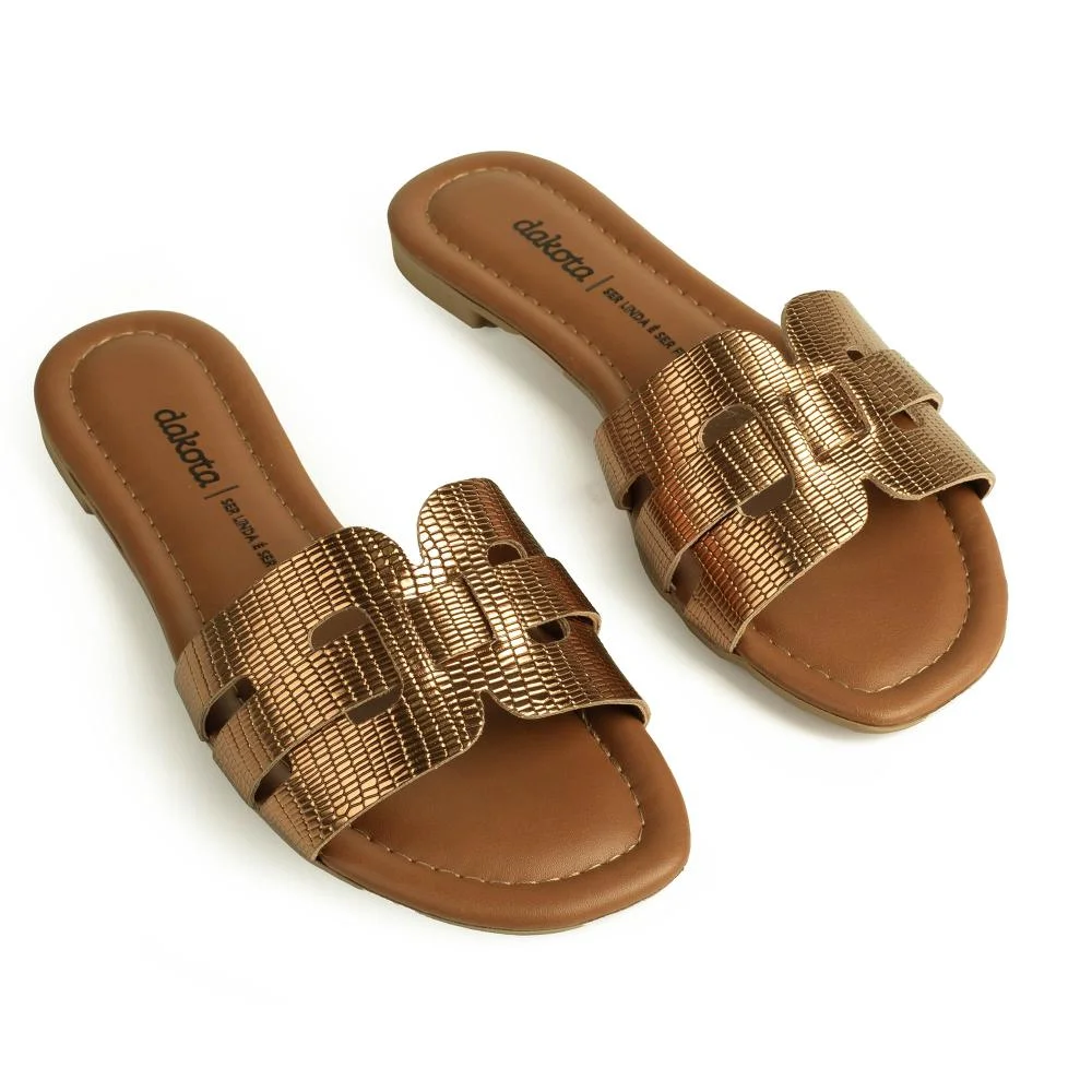 Slide Dakota Metalizado Feminina Y9551 Bronze 6