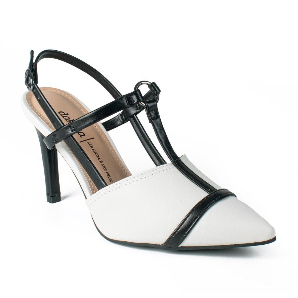 Scarpin Dakota de Salto Alto Feminino D0151 Branco/Preto 1