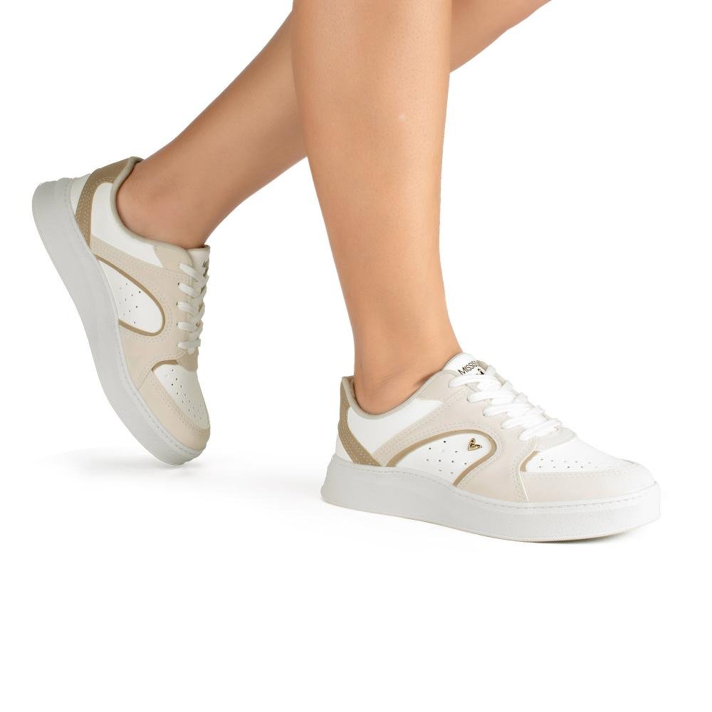 Tênis Mississipi Casual Feminino J0032 Bege/Branco 2