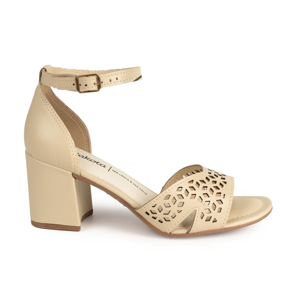 Sandália Dakota de Salto Bloco Feminina Y9792 Bege 3