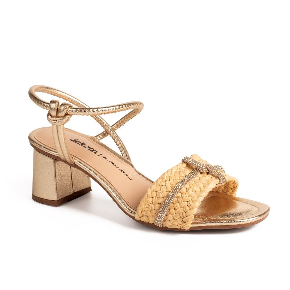 Sandália Dakota de Salto Bloco Metalizada Feminina Y9743