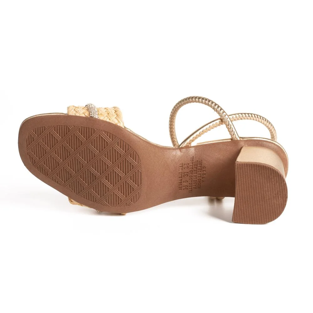 Sandália Dakota de Salto Bloco Metalizada Feminina Y9743 Dourado/Bege 5