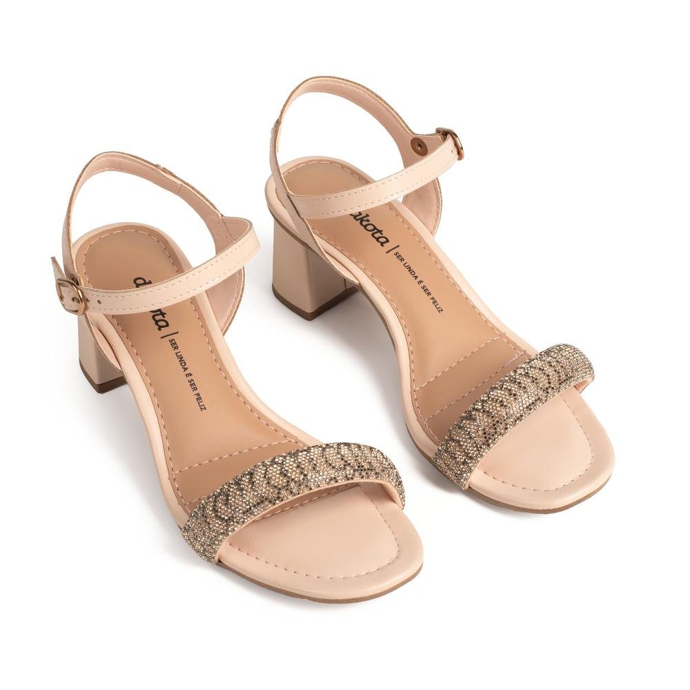 Sandália Dakota de Salto Bloco Feminina Y9741 Bege 5