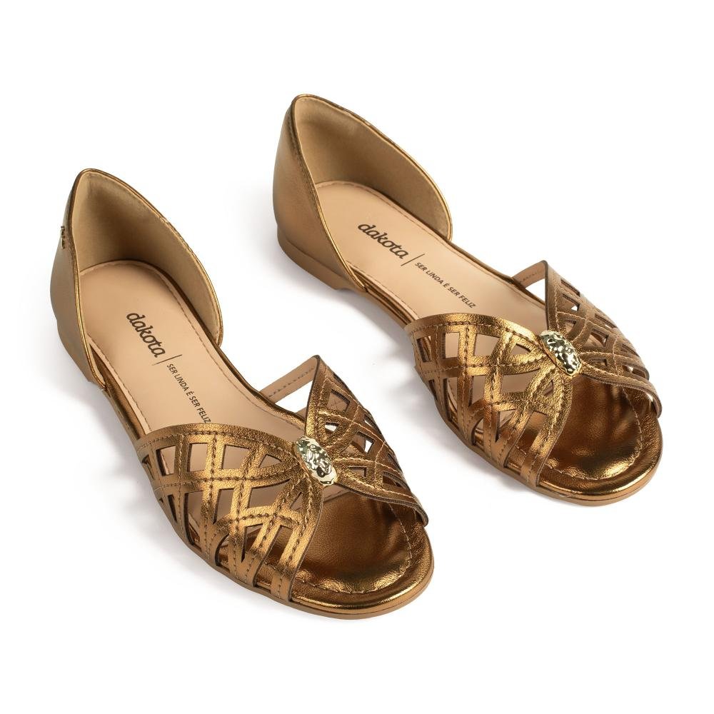 Sandália Dakota Rasteira Feminina Y9722 Dourado 6