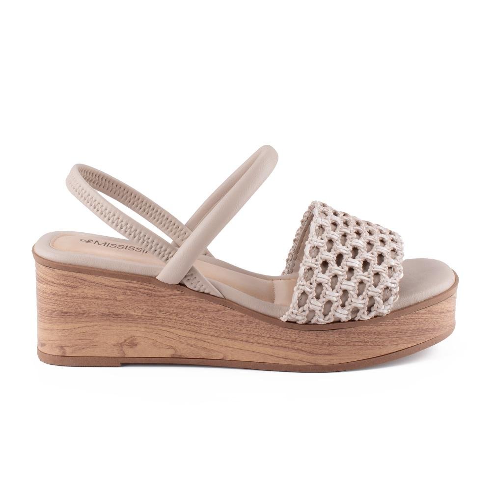 Sandália Mississipi Anabela Feminina MF494 Bege 3