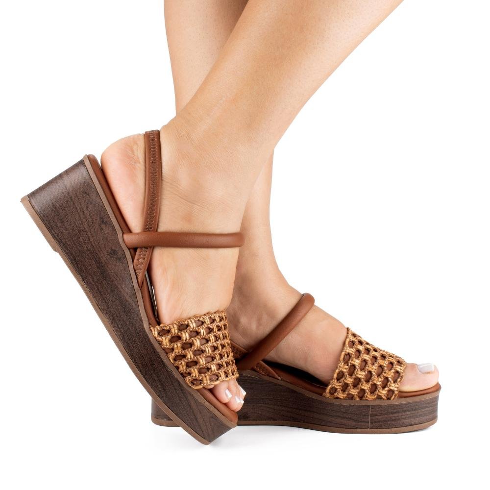 Sandália Mississipi Anabela Feminina MF494 Caramelo 2