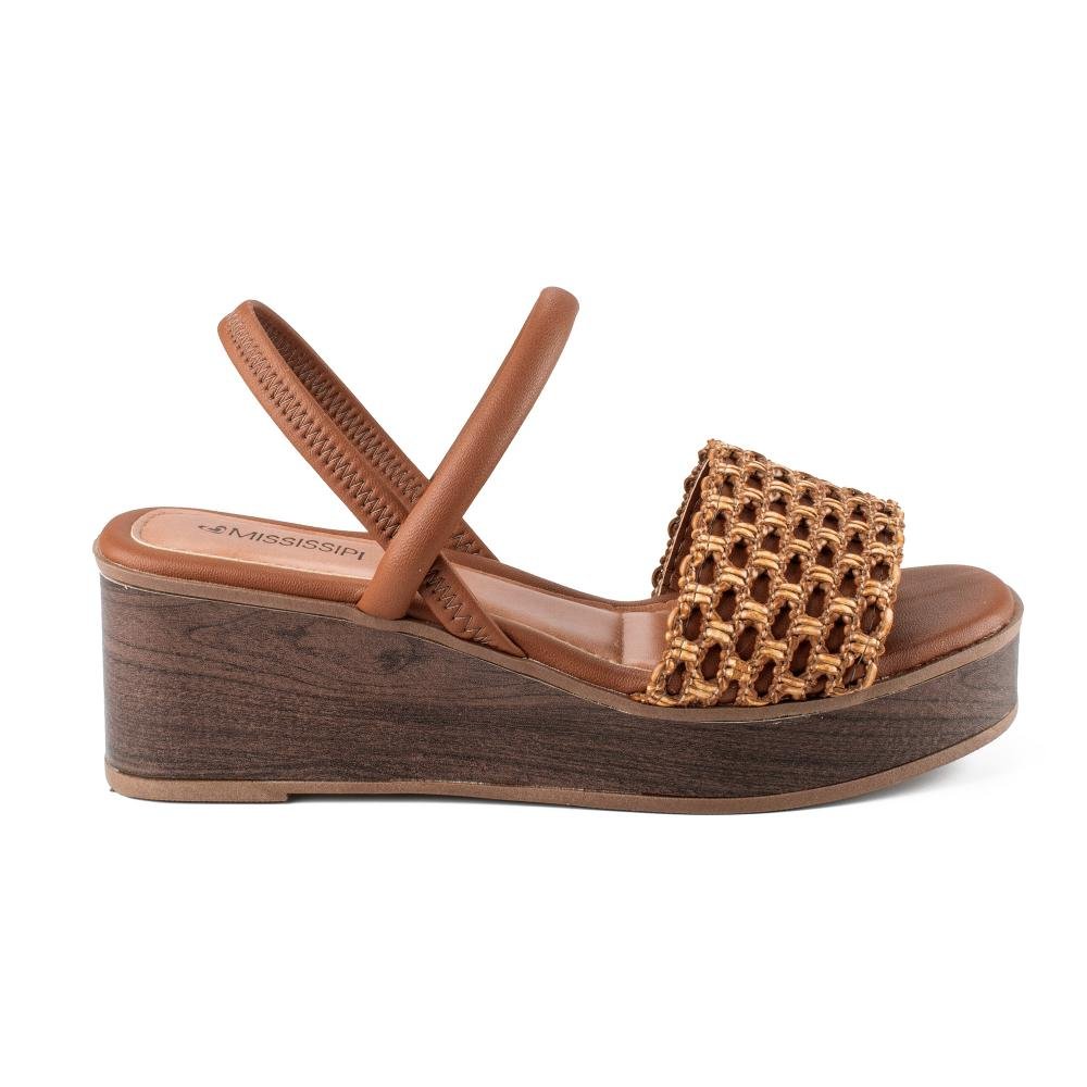 Sandália Mississipi Anabela Feminina MF494 Caramelo 3