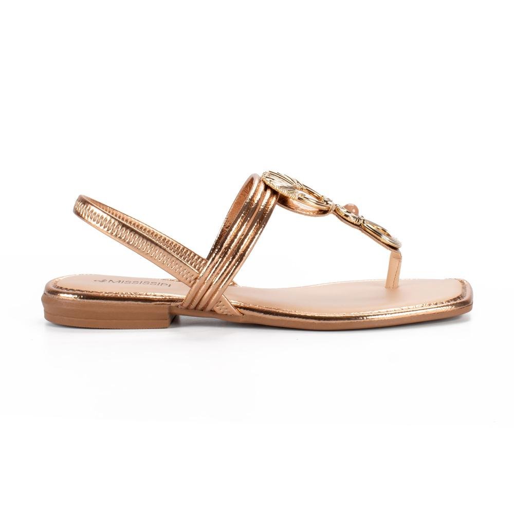 Sandália Mississipi Rasteira Metalizada Feminina MF012 Dourado 3
