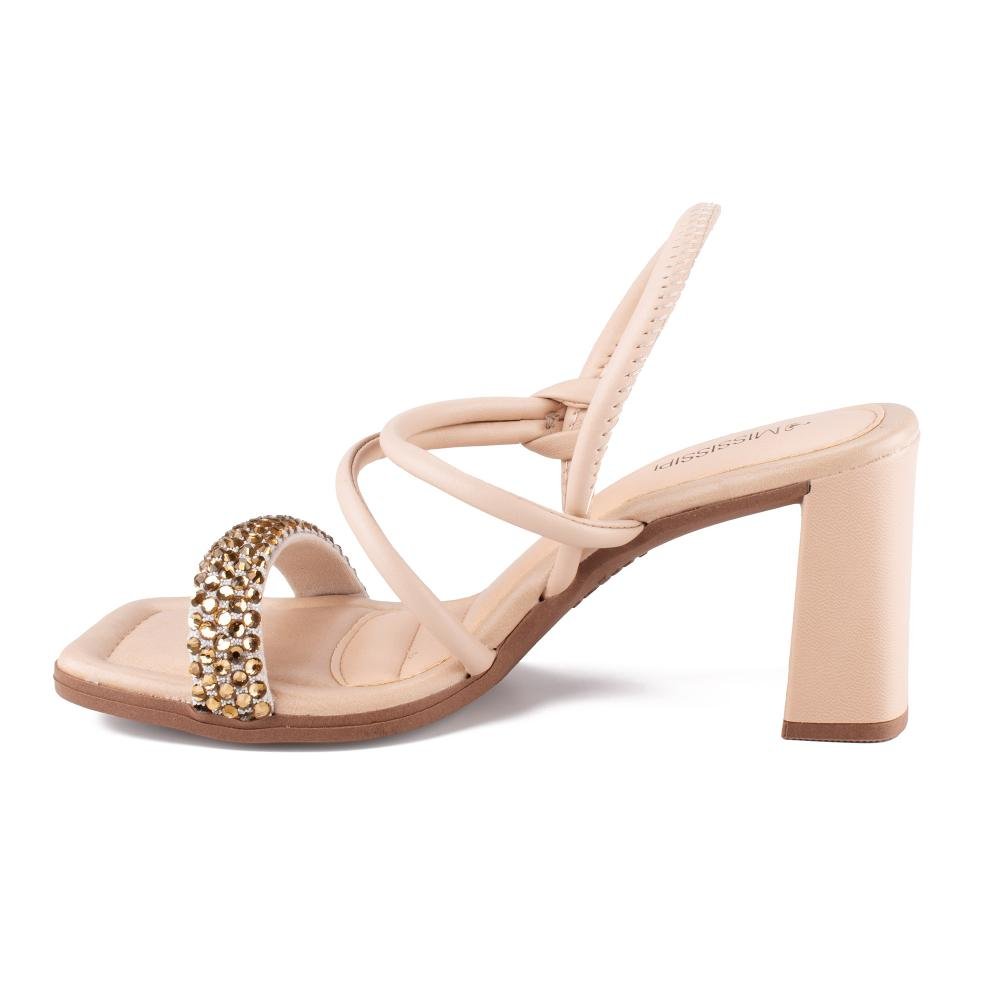 Sandália Mississipi de Salto Bloco Feminina MF392 Bege 4