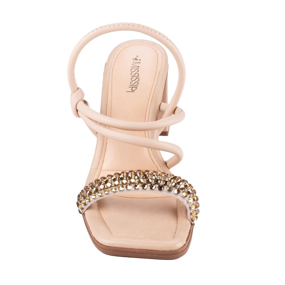 Sandália Mississipi de Salto Bloco Feminina MF392 Bege 6