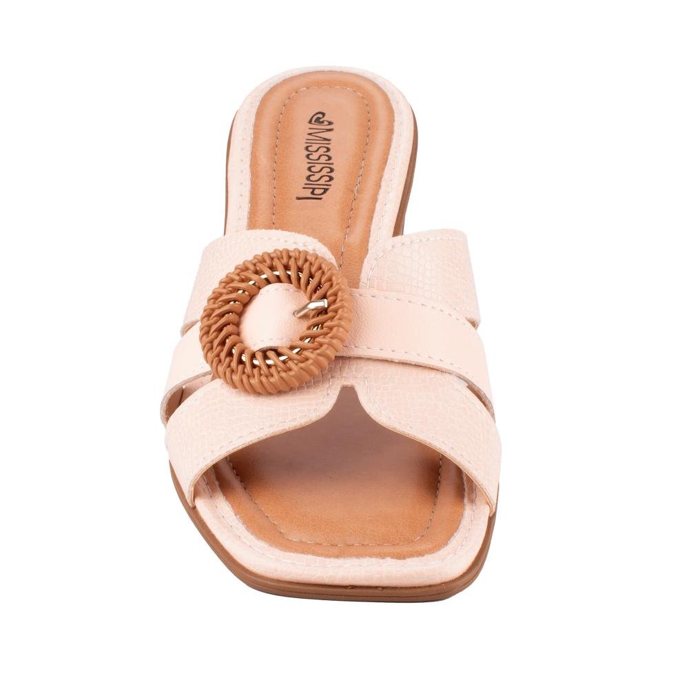 Tamanco Mississipi de Salto Bloco Feminina MF332 Bege 6