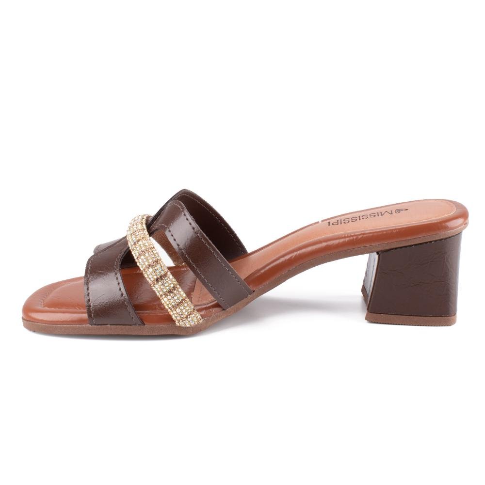 Tamanco Mississipi de Salto Bloco Feminina MF861 Café 4
