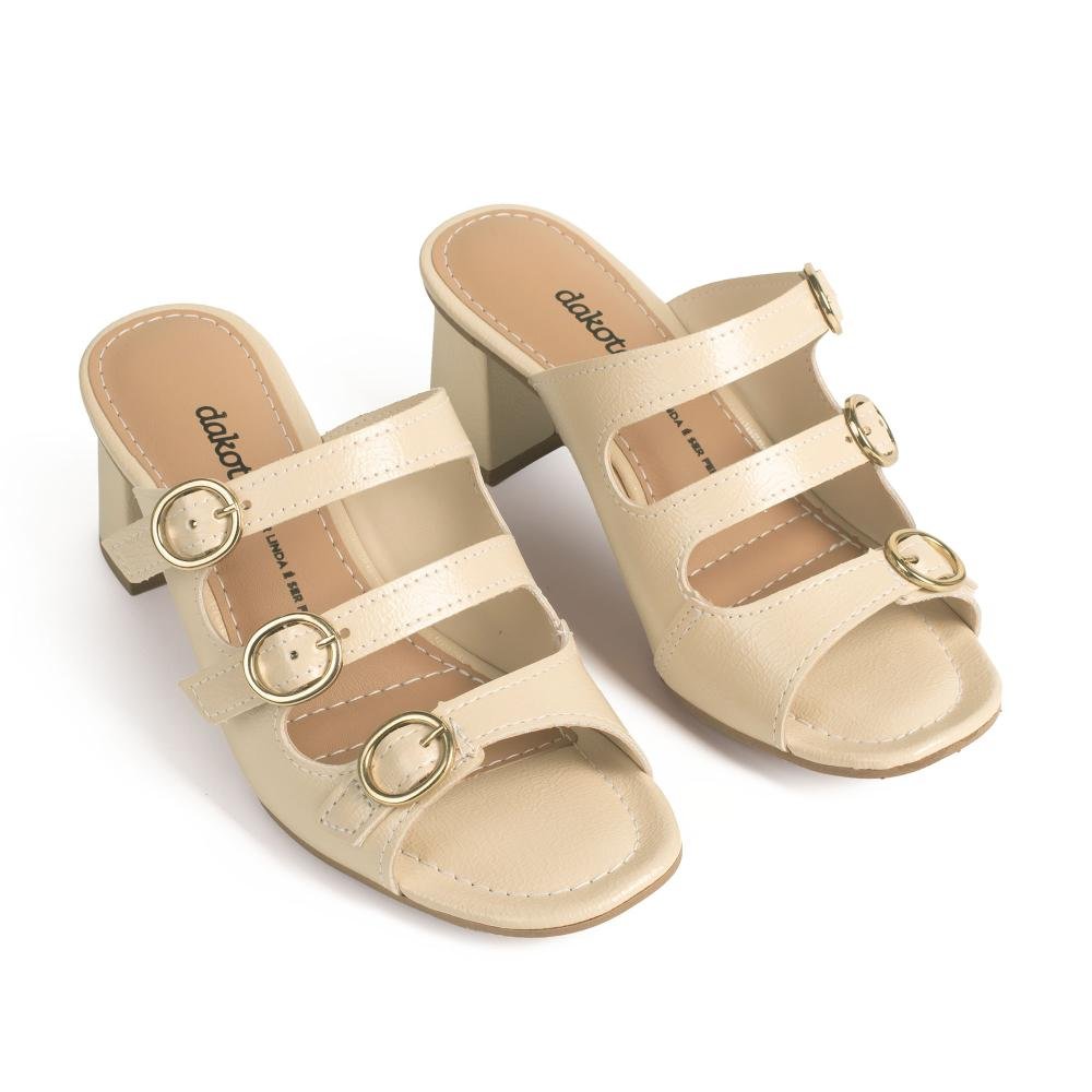 Tamanco Dakota de Salto Bloco Feminina Y9742 Bege 6