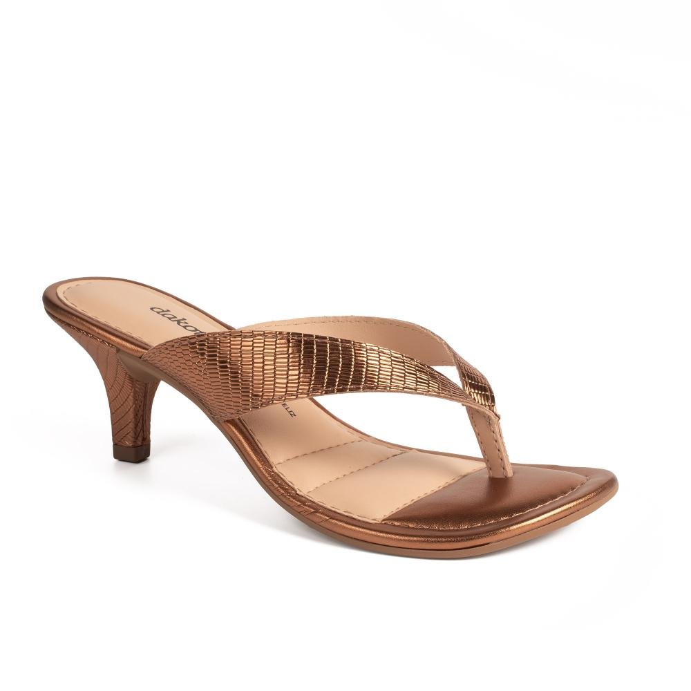 Tamanco Dakota de Salto Alto Metalizado Feminina Y9914 Bronze 1