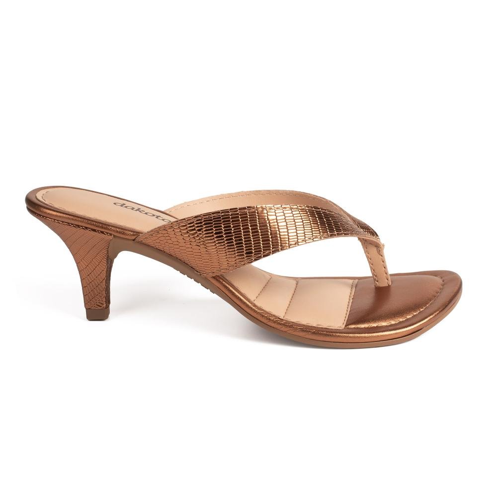 Tamanco Dakota de Salto Alto Metalizado Feminina Y9914 Bronze