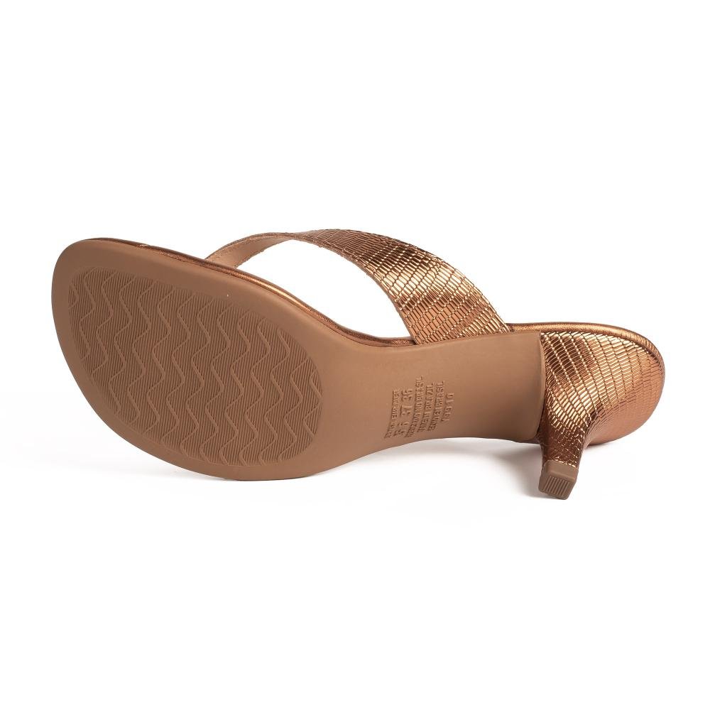 Tamanco Dakota de Salto Alto Metalizado Feminina Y9914 Bronze