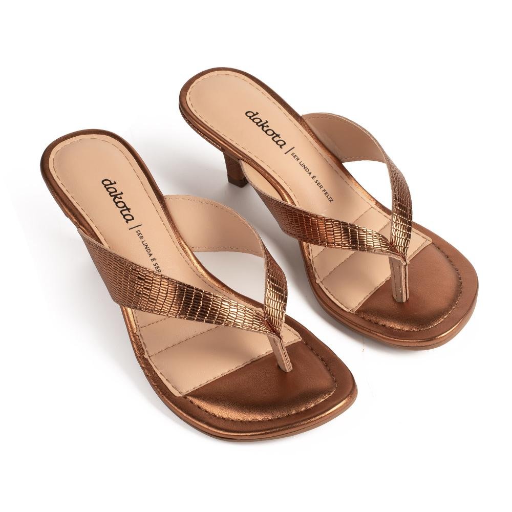 Tamanco Dakota de Salto Alto Metalizado Feminina Y9914 Bronze 6