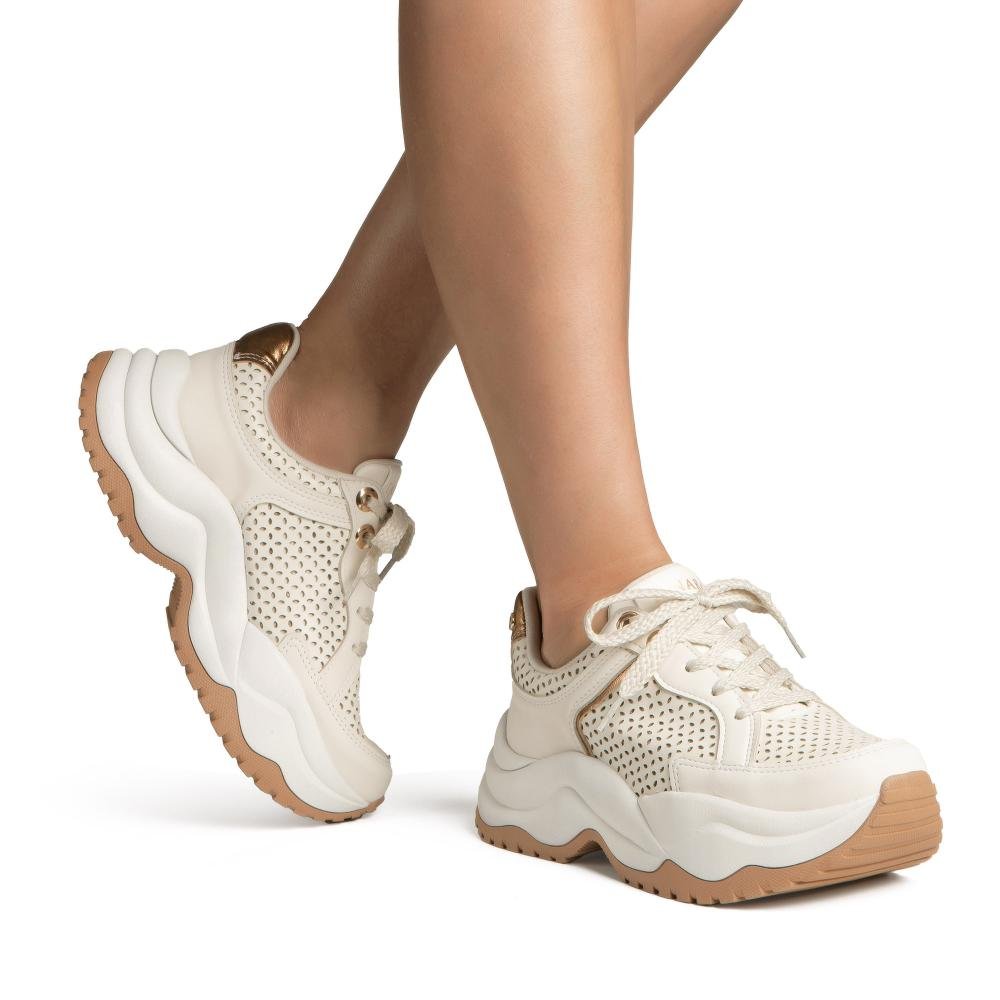 Dad Sneaker Tanara Feminino T9133 Bege Claro 2