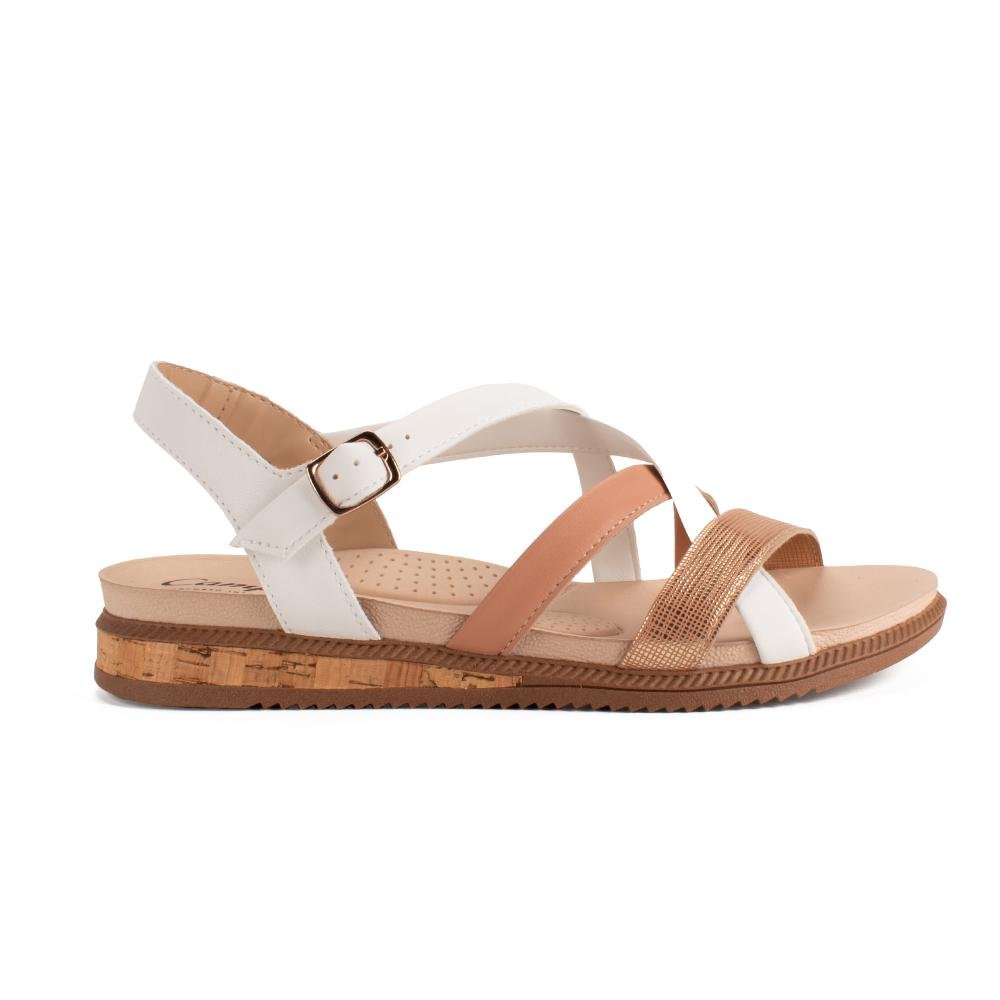 Sandália Campesí Flatform Feminina CE093 Bege/Branco 3