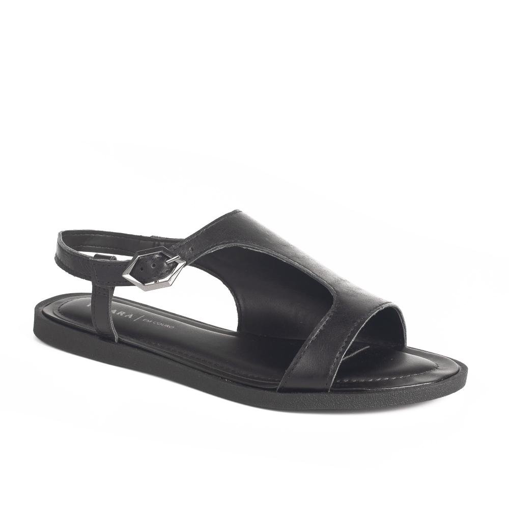 Sandália Tanara Rasteira Em Couro Feminina T9193