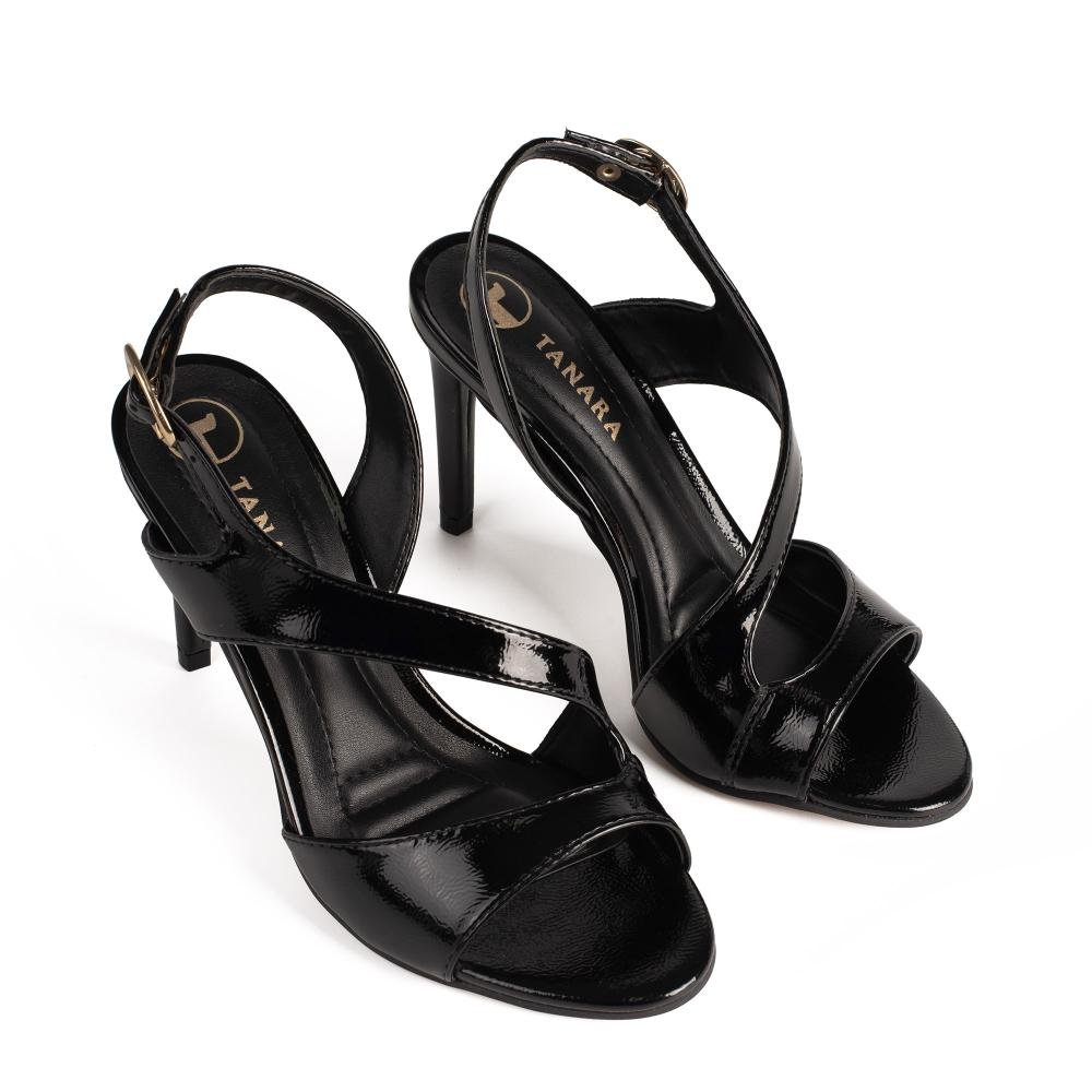 Sandália Tanara de Salto Alto Metalizada Feminina T9282 Preto 6