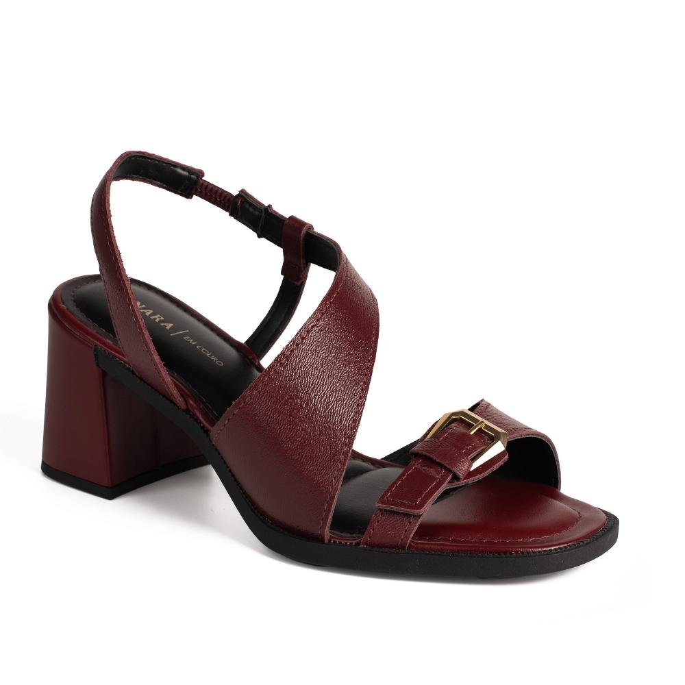 Sandália Tanara de Salto Bloco Em Couro Feminina T9261