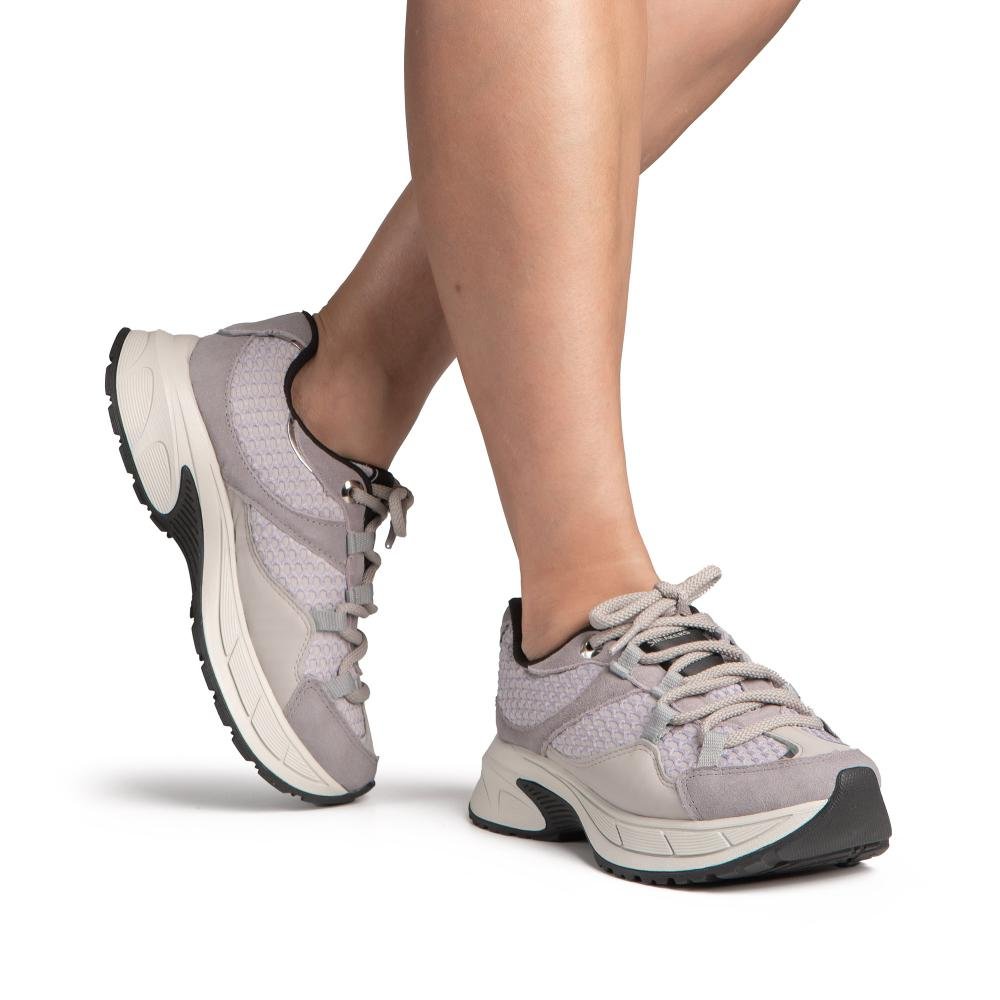 Dad Sneaker Tanara Em Couro Feminino T9362 Cinza 2