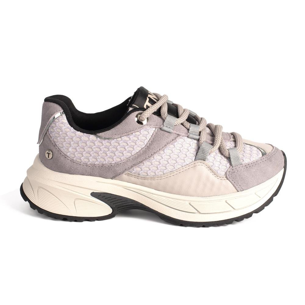 Dad Sneaker Tanara Em Couro Feminino T9362 Cinza 3