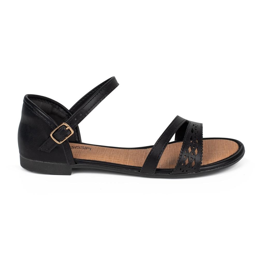 Sandália Mississipi Rasteira Feminina MF972 Preto 2