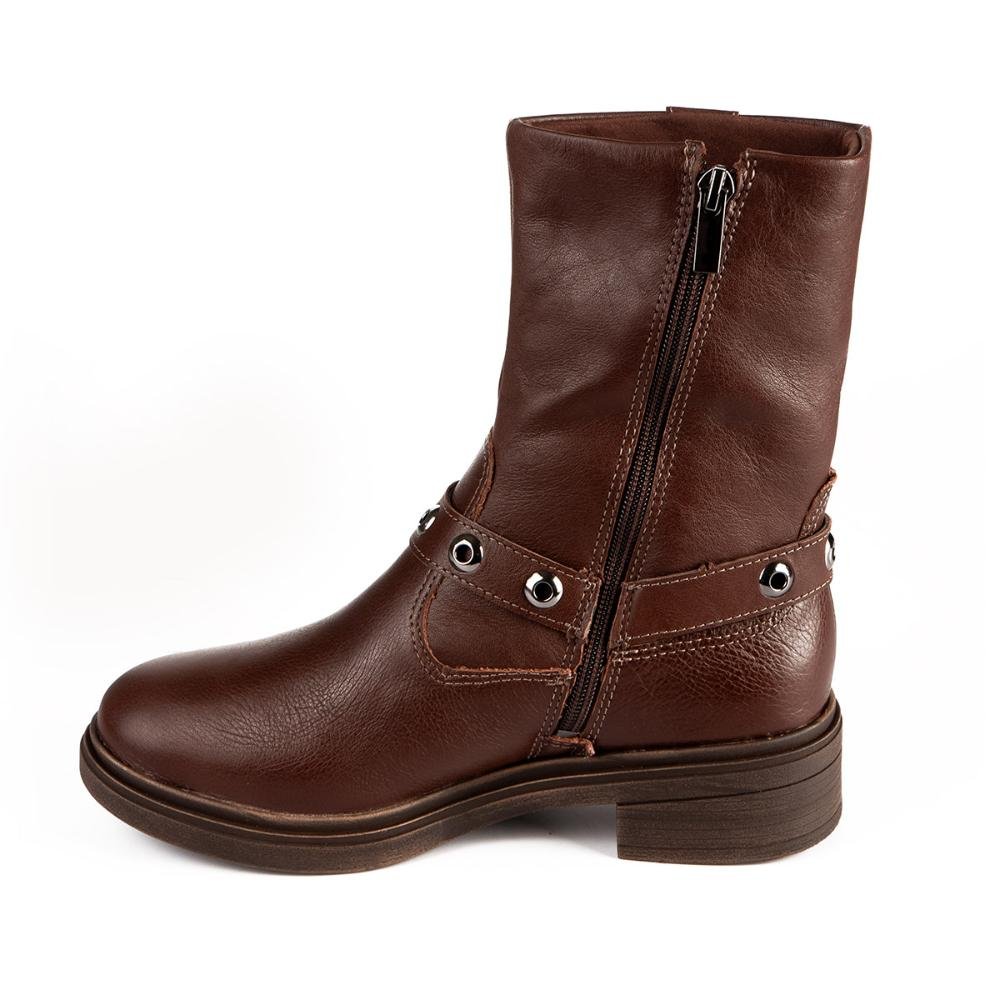 Bota Tanara de Cano Médio Em Couro Feminina T9112 Marrom 4