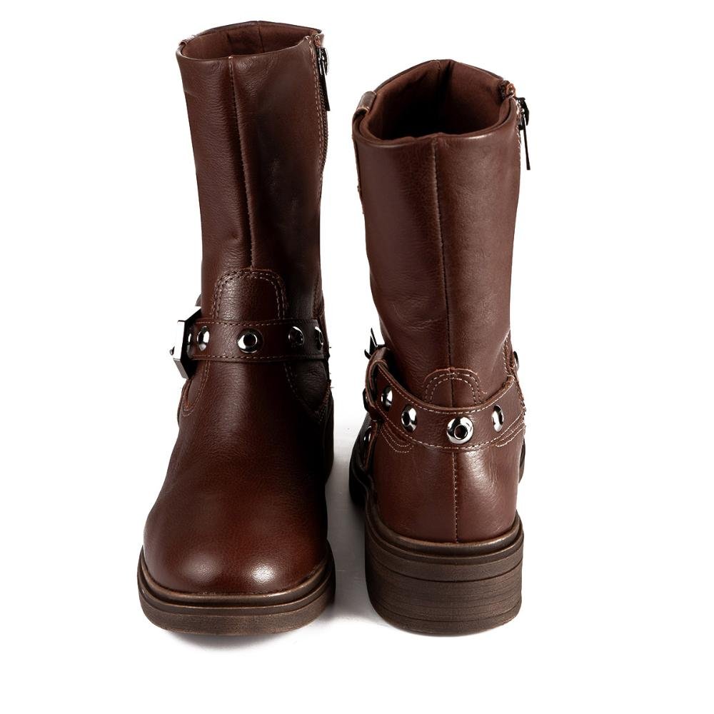 Bota Tanara de Cano Médio Em Couro Feminina T9112 Marrom 5