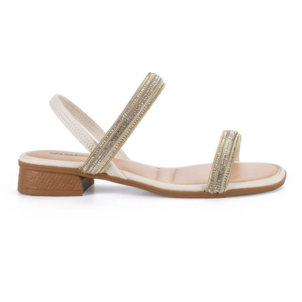Sandália Mississipi de Salto Baixo Feminina ME133 Bege 3